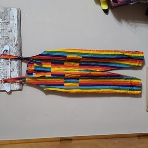 Lucy and Yak rainbow dungarees